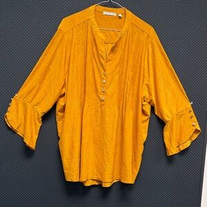 Mustard Button-Front Peasant Tunic